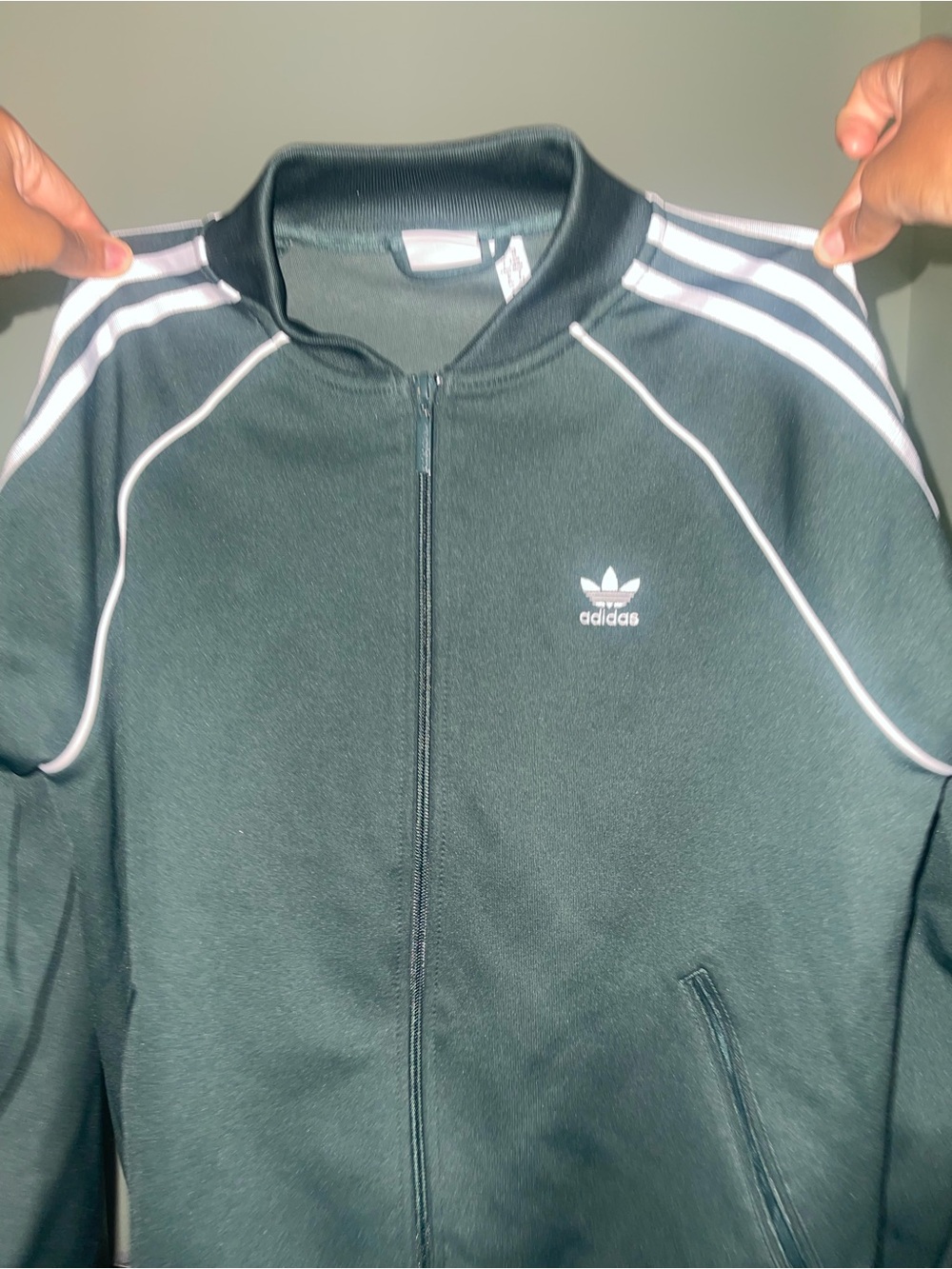 Adidas originals green Track suit with White Accents (pants included)